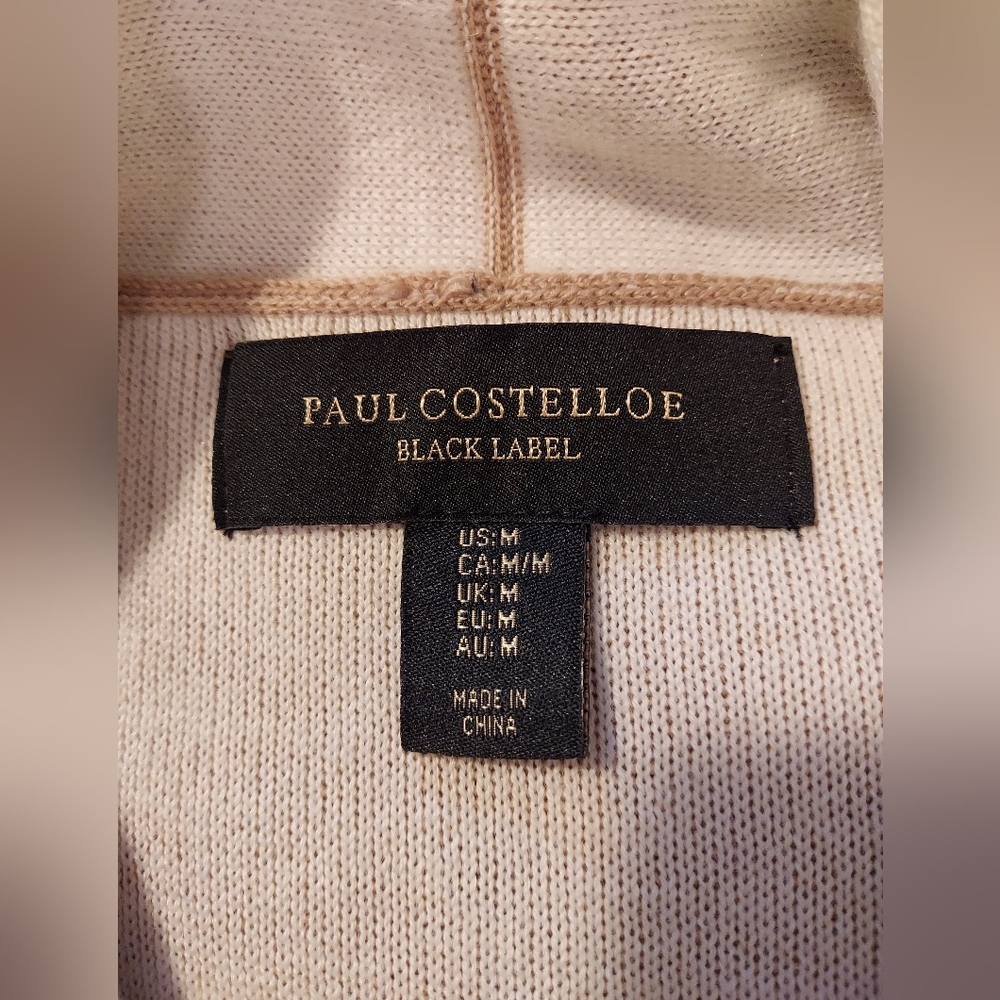 Elegant Minimalist Beige Wool Blend Women's Long Cardigan - Picture 3 of 7